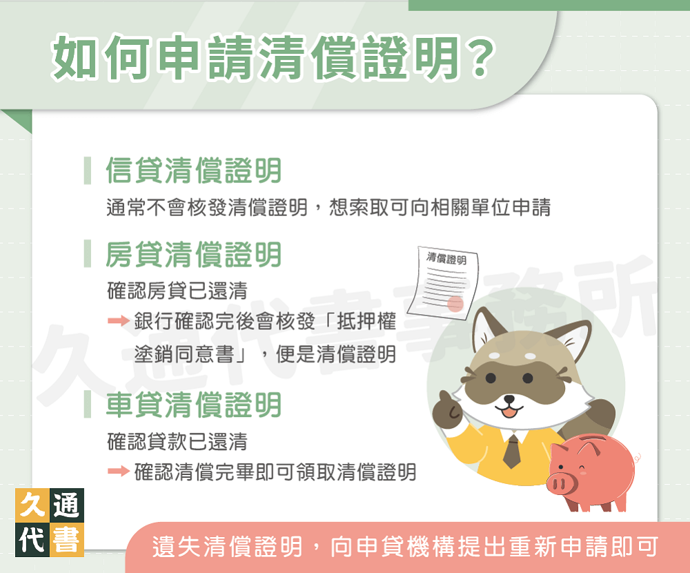 如何申請清償證明〖久通代書〗