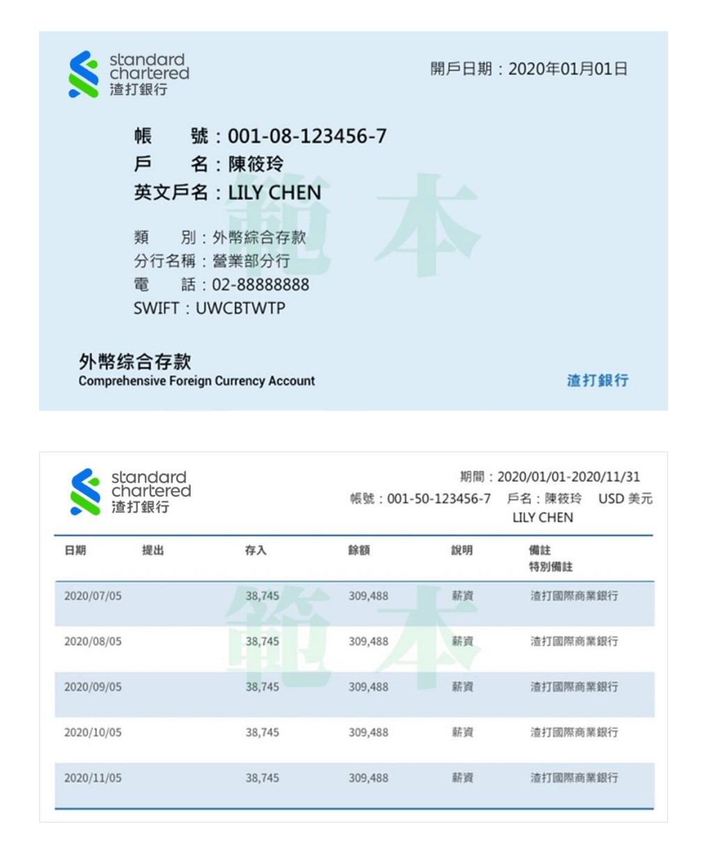 渣打銀行財力證明