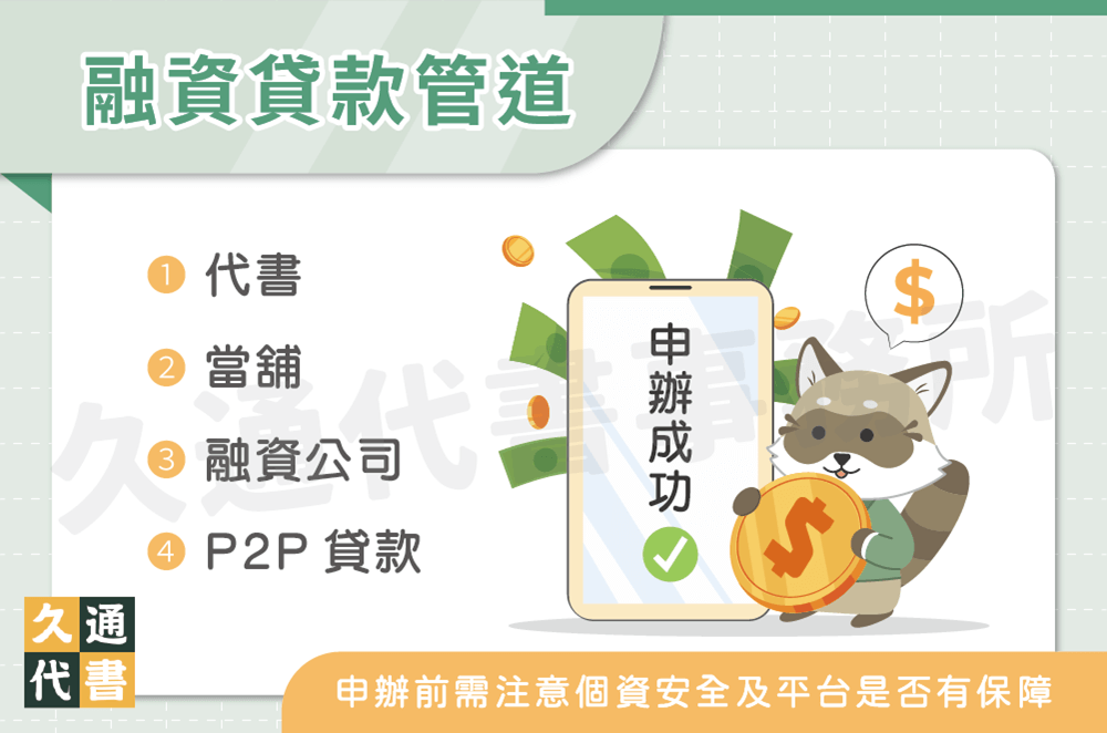 融資貸款管道〖久通代書〗