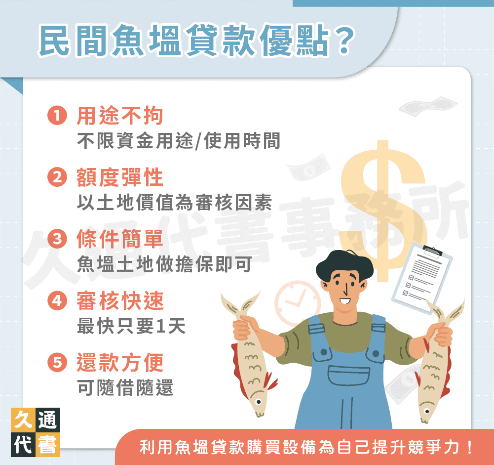 民間魚塭貸款優點？
