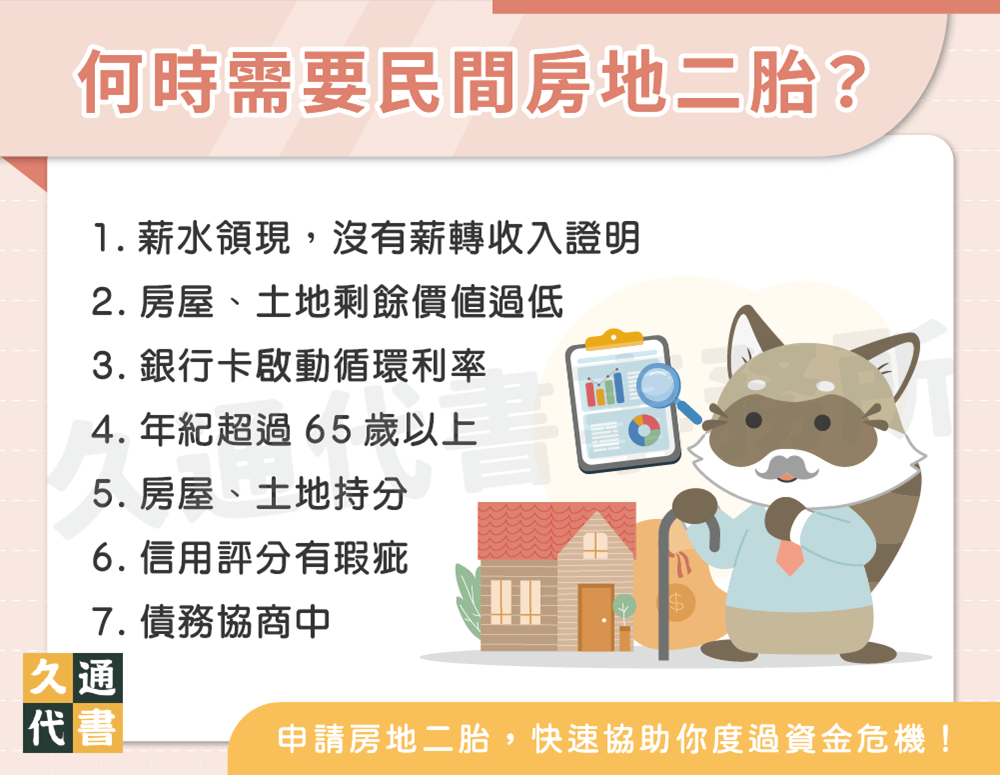 何時需要民間房地二胎〖久通代書〗