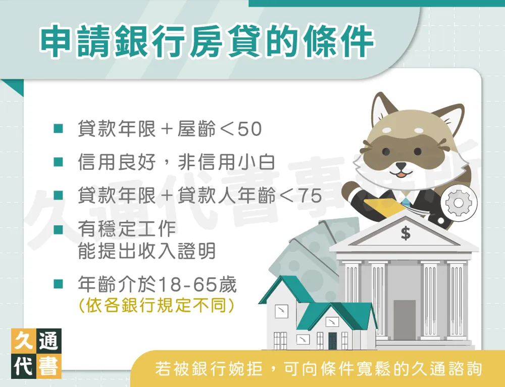 申請銀行房貸的條件〖久通代書〗