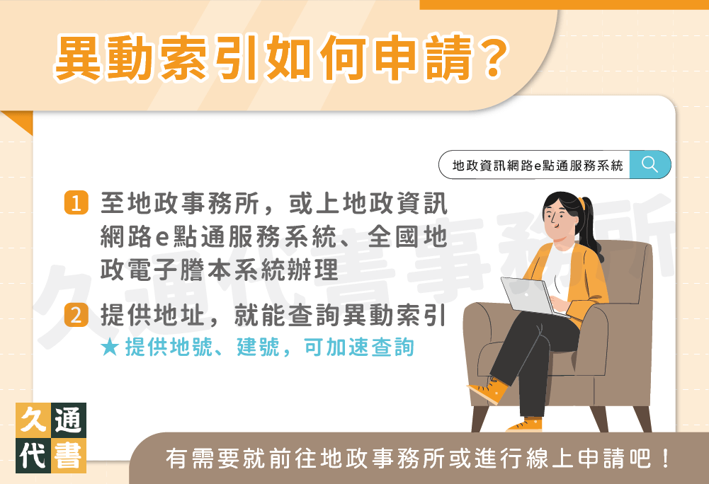 異動索引如何申請？〖久通代書〗
