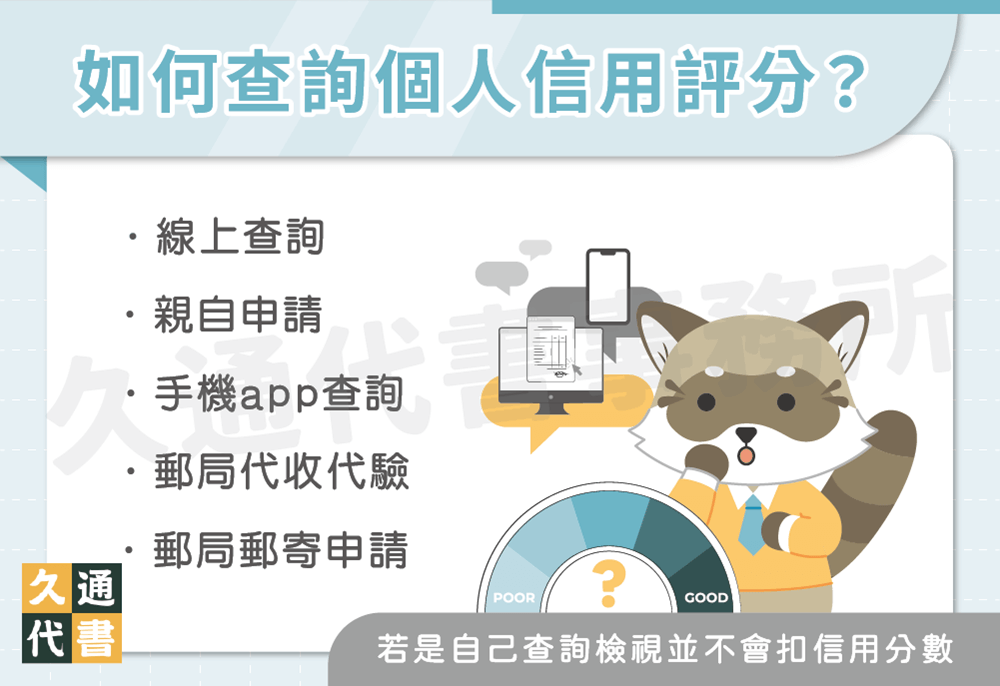 如何查詢個人信用評分〖久通代書〗