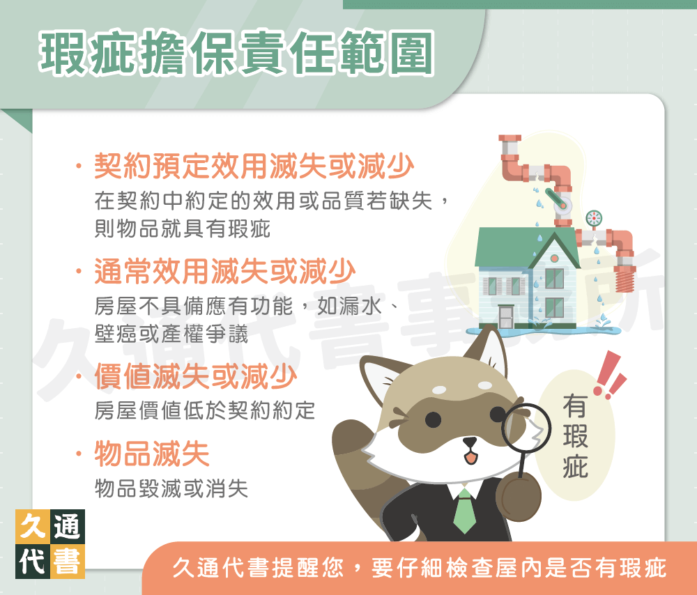 瑕疵擔保責任範圍〖久通代書〗