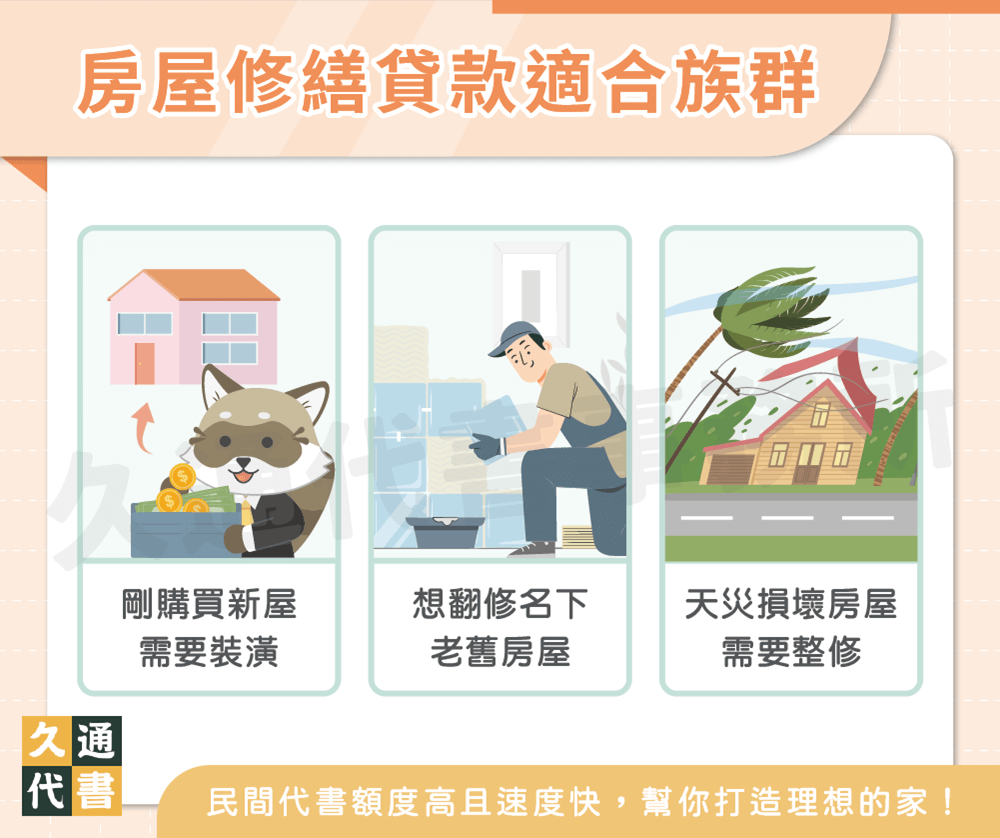 房屋修繕貸款適合族群〖久通代書〗