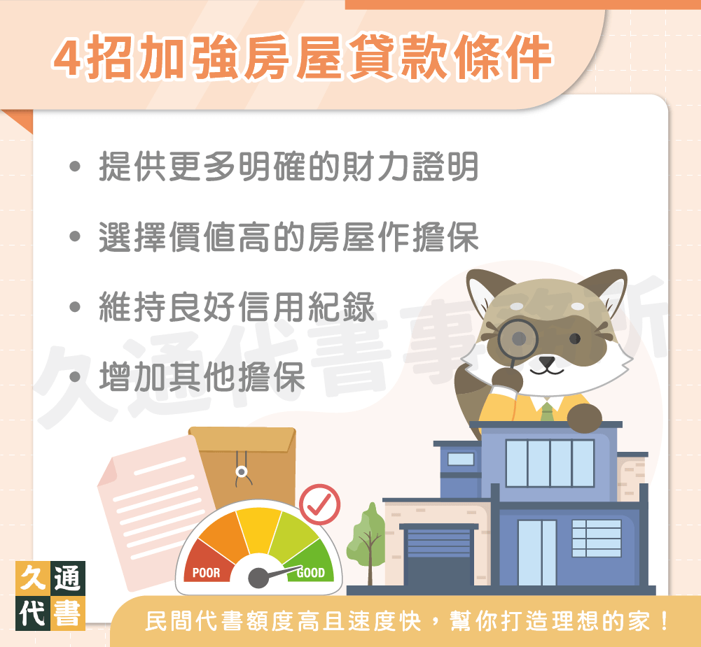 4招加強房屋貸款條件〖久通代書〗