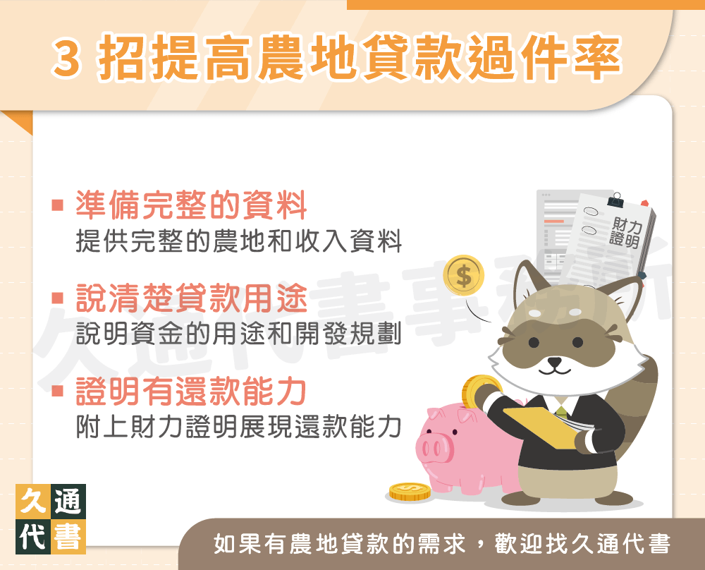 3招提高農地貸款過件率〖久通代書〗
