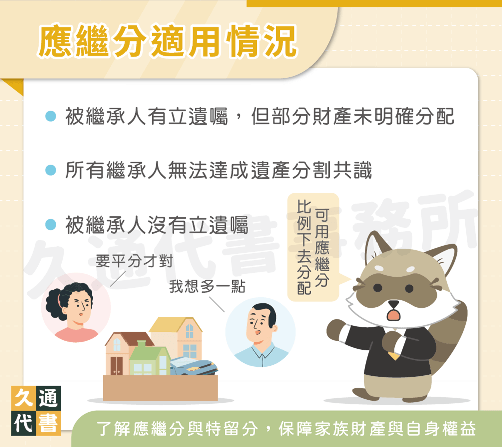 應繼分適用情況〖久通代書〗