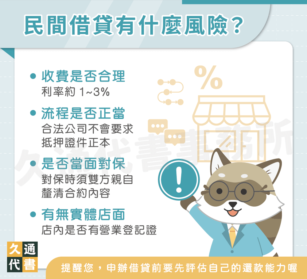 民間借貸有什麼風險〖久通代書〗