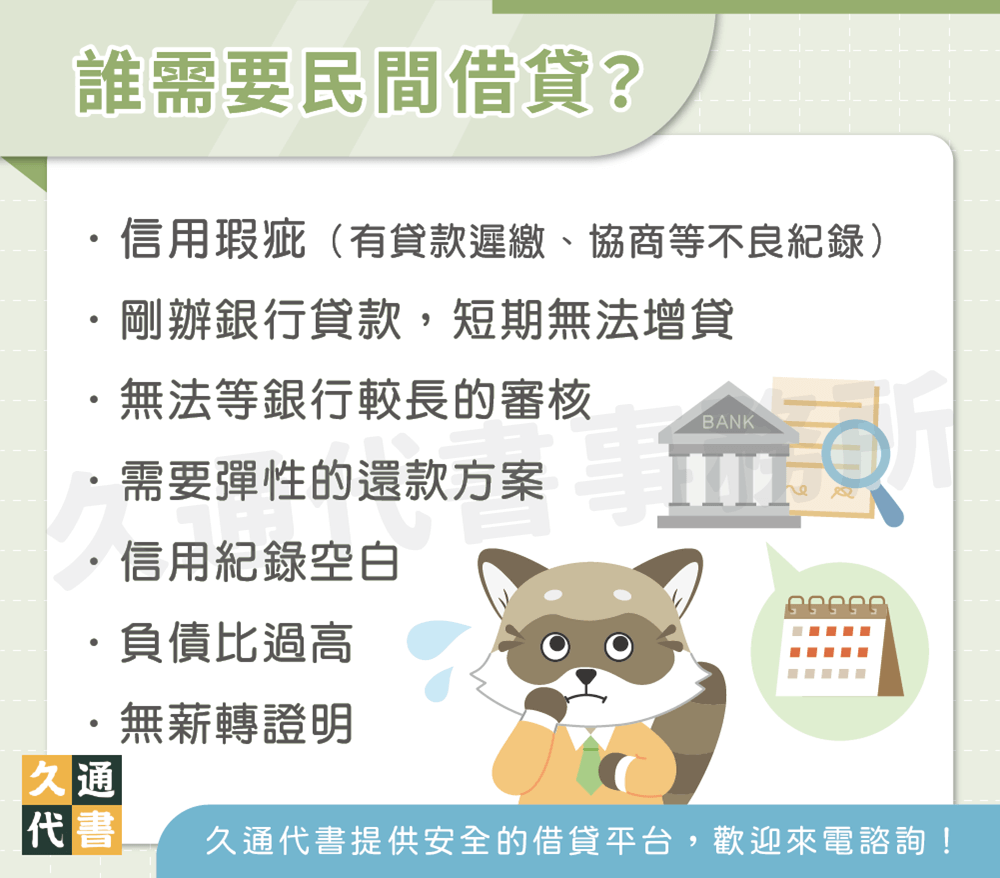 誰需要民間借貸〖久通代書〗