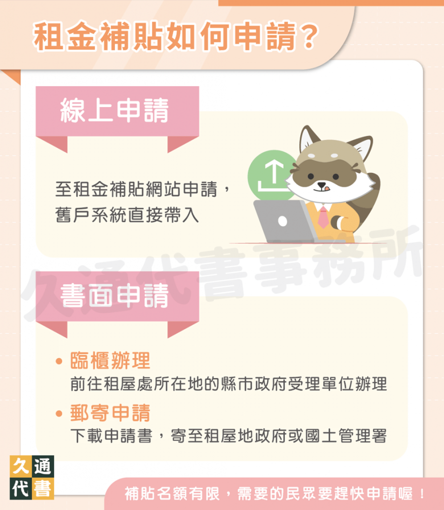 租金補貼如何申請〖久通代書〗
