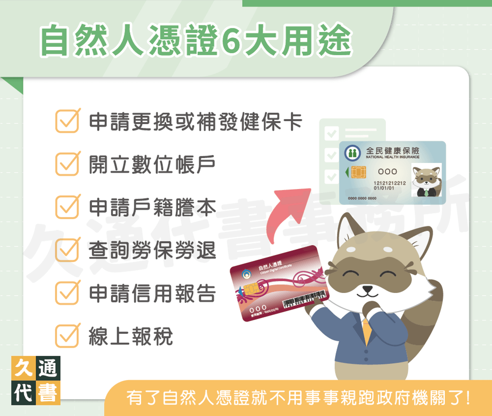 自然人憑證6大用途〖久通代書〗