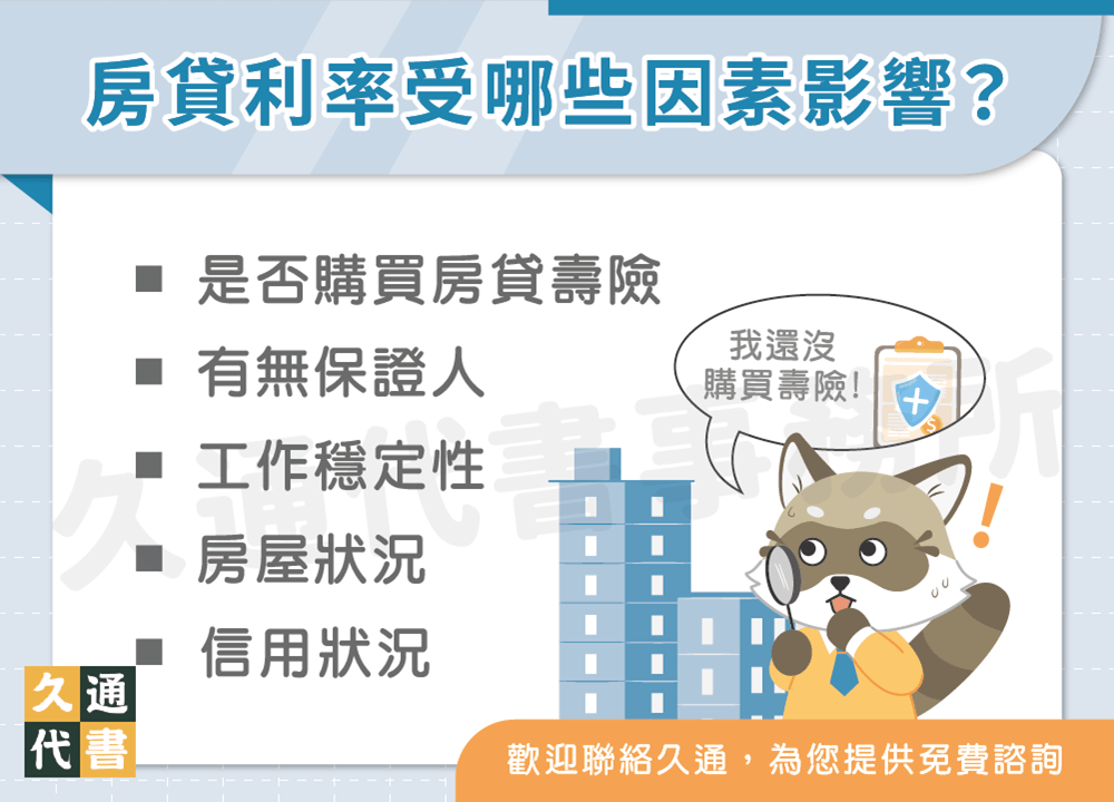 房貸利率受哪些因素影響〖久通代書〗